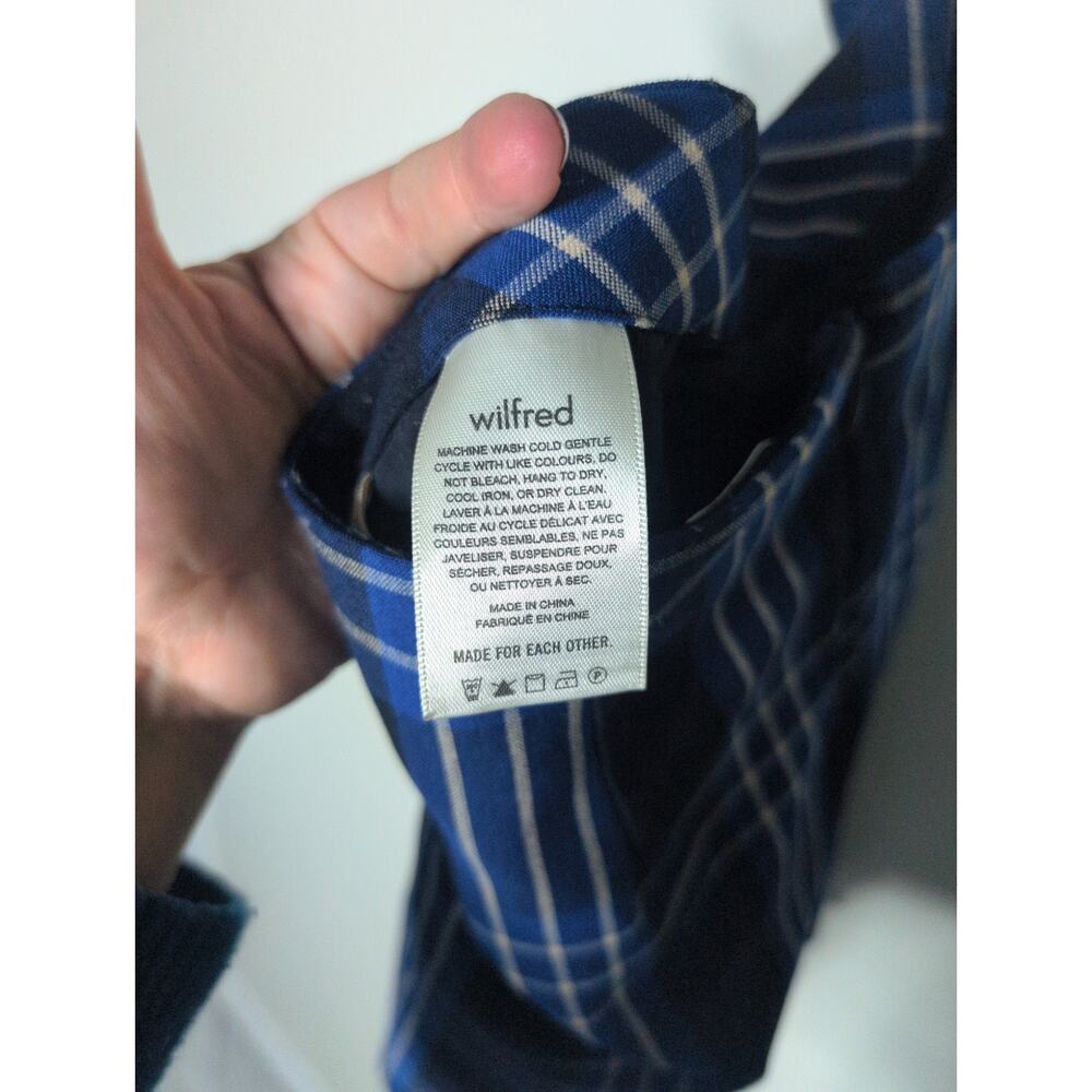 Aritzia Wilfred New Classic A-line Mini Plaid Skirt Navy & Blue sz 8 - Picture 5 of 6